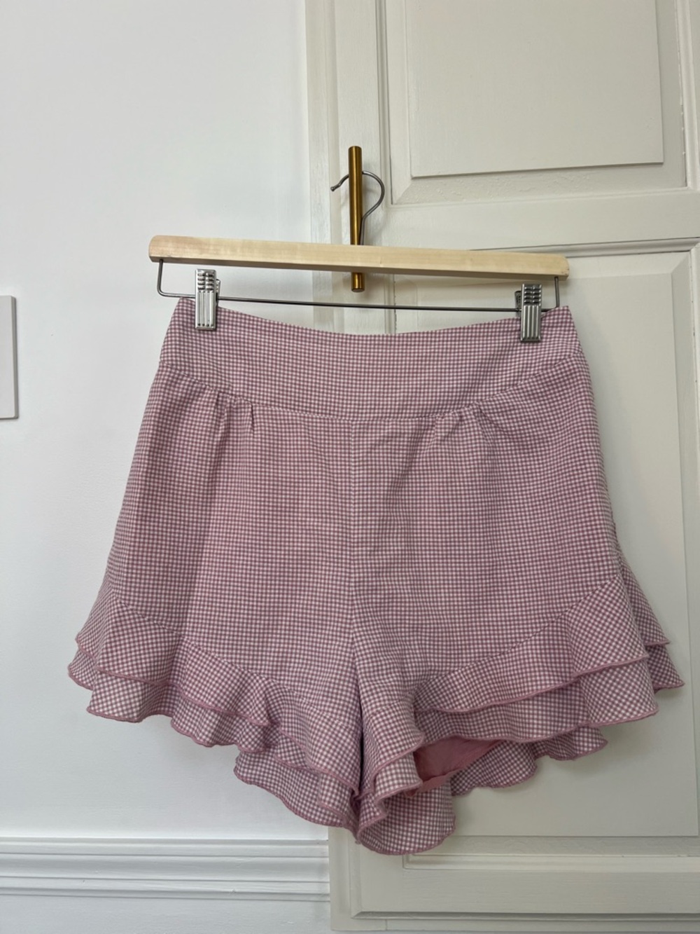 Gingham Ruffle Hem Shorts
